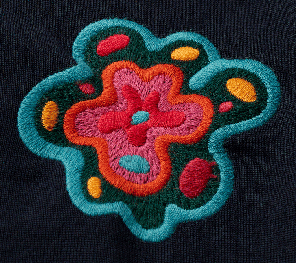 by Parra Flower Blob Knitted Polo Pullover