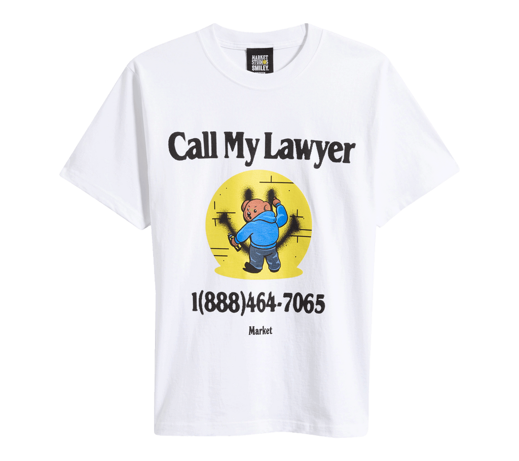 Market Studios Smiley Call My Lawyer Bear T-Shirt